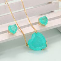 Casual Simple Style Heart Shape Copper Plating Inlay Zircon Women's Earrings Necklace main image 2