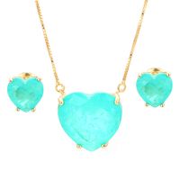 Casual Simple Style Heart Shape Copper Plating Inlay Zircon Women's Earrings Necklace main image 3