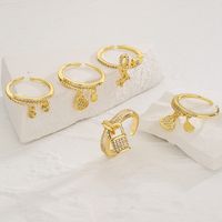 Shiny Heart Shape Lock Copper Plating Inlay Zircon 18k Gold Plated Charm Ring Open Ring main image 1