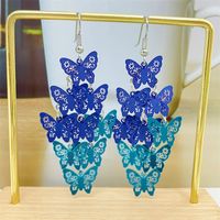 1 Pair Casual Vacation Butterfly Copper Layered Tassel Drop Earrings main image 5