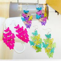 1 Pair Casual Vacation Butterfly Copper Layered Tassel Drop Earrings main image 6