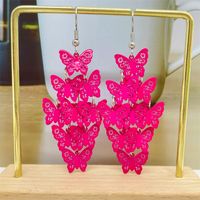 1 Pair Casual Vacation Butterfly Copper Layered Tassel Drop Earrings sku image 7