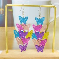 1 Pair Casual Vacation Butterfly Copper Layered Tassel Drop Earrings sku image 6