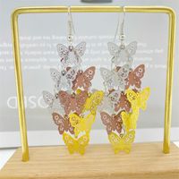1 Pair Casual Vacation Butterfly Copper Layered Tassel Drop Earrings sku image 5