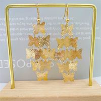 1 Pair Casual Vacation Butterfly Copper Layered Tassel Drop Earrings sku image 2
