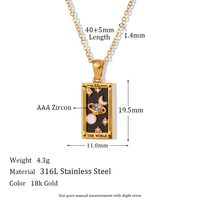 Vintage Style Star Rectangle Stainless Steel Plating Inlay Rhinestones Zircon 18k Gold Plated Pendant Necklace main image 5