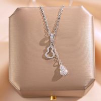 Ig Style Sweet Four Leaf Clover Butterfly Shell Titanium Steel Plating Inlay Opal Shell Zircon Pendant Necklace sku image 59