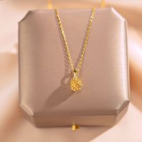 Ig Style Sweet Four Leaf Clover Butterfly Shell Titanium Steel Plating Inlay Opal Shell Zircon Pendant Necklace sku image 24