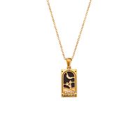 Vintage Style Star Rectangle Stainless Steel Plating Inlay Rhinestones Zircon 18k Gold Plated Pendant Necklace sku image 3
