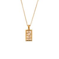 Vintage Style Star Rectangle Stainless Steel Plating Inlay Rhinestones Zircon 18k Gold Plated Pendant Necklace sku image 2