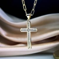 Wholesale Jewelry Punk Cross Metal Zircon Plating Inlay Pendant Necklace main image 3