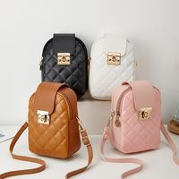 Women's Small Pu Leather Solid Color Lingge Streetwear Metal Button Zipper Crossbody Bag main image 6