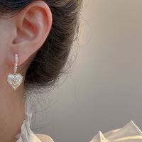 Sweet Heart Shape Flower Alloy Inlay Pearl Women's Drop Earrings main image 3