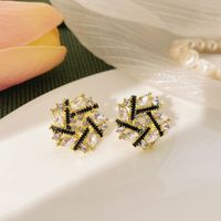 1 Pair Simple Style Round Square Heart Shape Alloy Plating Inlay Rhinestones Pearl Women's Drop Earrings sku image 30