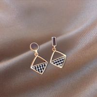 1 Pair Simple Style Round Square Heart Shape Alloy Plating Inlay Rhinestones Pearl Women's Drop Earrings sku image 26