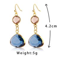 1 Pair Elegant Basic Water Droplets Copper Inlay Gem Crystal Drop Earrings main image 5