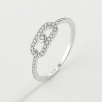 Fairy Style Korean Style Paper Clip 925 Silver Inlay Zircon Rings sku image 2