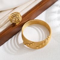 Wholesale Ins Style Elegant Round Stainless Steel Layered Plating 18k Gold Plated Rings Bracelets sku image 2