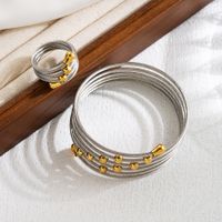 Wholesale Ins Style Elegant Round Stainless Steel Layered Plating 18k Gold Plated Rings Bracelets sku image 1