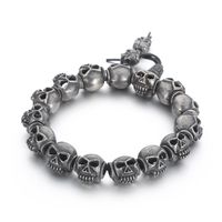 Gothic Punk Skull Stainless Steel Beaded Beaded Men's Bracelets sku image 1