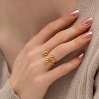 Ins Style Simple Style Ball Stainless Steel Plating 18k Gold Plated Open Ring main image 3