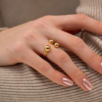 Ins Style Simple Style Ball Stainless Steel Plating 18k Gold Plated Open Ring main image 2