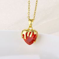 Stainless Steel Brass Fashion Plating Inlay Heart Shape Zircon Pendant Necklace main image 1