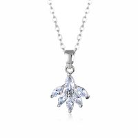 Stainless Steel White Gold Plated Elegant Plating Inlay Leaf Zircon Pendant Necklace main image 2