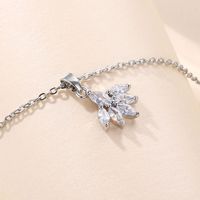 Stainless Steel White Gold Plated Elegant Plating Inlay Leaf Zircon Pendant Necklace main image 3