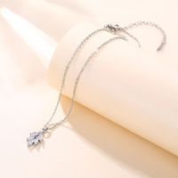 Stainless Steel White Gold Plated Elegant Plating Inlay Leaf Zircon Pendant Necklace main image 3