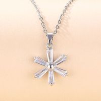 Stainless Steel White Gold Plated Elegant Plating Inlay Round Flower Butterfly Zircon Pendant Necklace sku image 6
