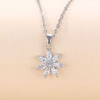 Stainless Steel White Gold Plated Elegant Plating Inlay Round Flower Butterfly Zircon Pendant Necklace main image 7