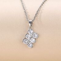 Stainless Steel White Gold Plated Elegant Plating Inlay Round Flower Butterfly Zircon Pendant Necklace sku image 4