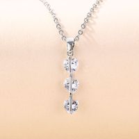 Stainless Steel White Gold Plated Elegant Plating Inlay Round Flower Butterfly Zircon Pendant Necklace main image 2