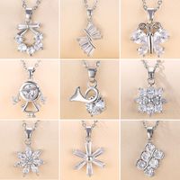 Stainless Steel White Gold Plated Elegant Plating Inlay Round Flower Butterfly Zircon Pendant Necklace main image 1