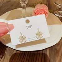 1 Pair Fashion Heart Shape Butterfly Bow Knot Inlay Imitation Pearl Alloy Rhinestones Earrings sku image 59