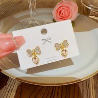 1 Pair Fashion Heart Shape Butterfly Bow Knot Inlay Imitation Pearl Alloy Rhinestones Earrings sku image 192