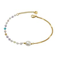 Vacation Beach Sweet Pearl 304 Stainless Steel Beaded 14K Gold Plated Crystal Pearl Beads Bracelets In Bulk main image 2