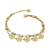 Mignon Sucré Commuer Fleur Acier Inoxydable 304 Plaqué Or 14K Bracelets En Masse sku image 1