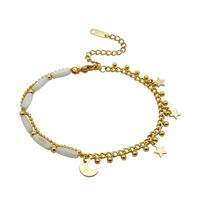 Wholesale Jewelry Casual Sweet Star Moon 304 Stainless Steel Natural Stone 14K Gold Plated Layered Patchwork Plating Bracelets sku image 1