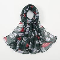 Women's Retro Simple Style Leaves Voile Printing Scarf sku image 6