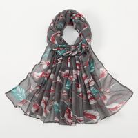 Women's Retro Simple Style Leaves Voile Printing Scarf sku image 4