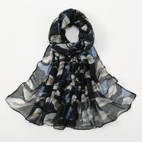 Women's Retro Simple Style Leaves Voile Printing Scarf sku image 1