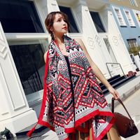 Women's Ethnic Style Flower Thick Twill Cotton Printing Shawl sku image 4
