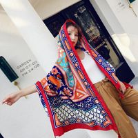 Women's Ethnic Style Flower Thick Twill Cotton Printing Shawl sku image 12