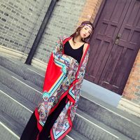 Women's Ethnic Style Flower Thick Twill Cotton Printing Shawl sku image 13