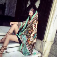 Women's Ethnic Style Flower Thick Twill Cotton Printing Shawl sku image 25