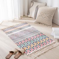 Simple Nordic Style Cotton Linen Tassel Bedroom Rug sku image 3