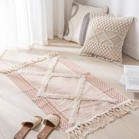 Simple Nordic Style Cotton Linen Tassel Bedroom Rug sku image 21