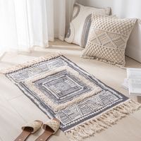 Simple Nordic Style Cotton Linen Tassel Bedroom Rug main image 2